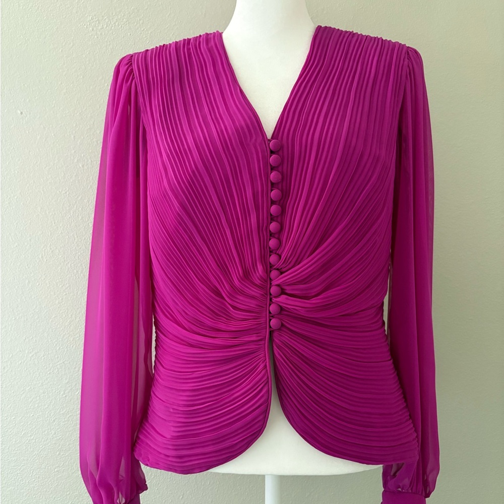 Miss Elliette Vibrant Magenta Pleated Blouse